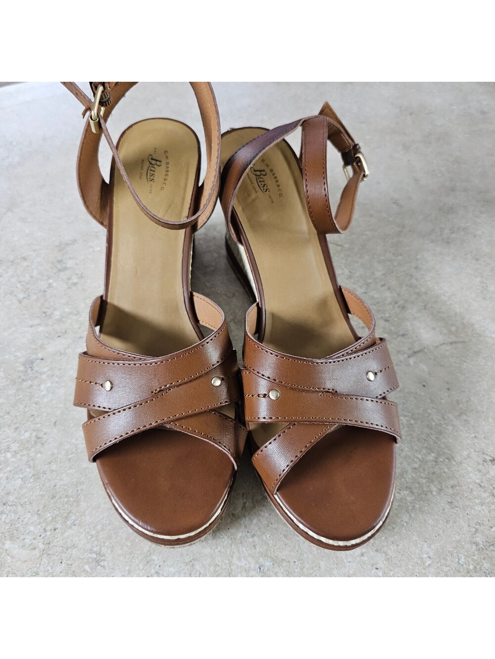 Bass Reece Brown Wedge Sandals Size 10M